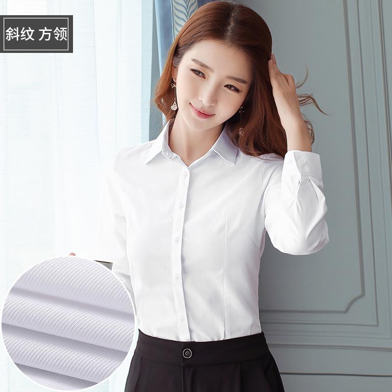 Camisa de Mujer Cuello en V Manga Larga Ajustada Casual Botones Delanteros Oficina Trabajo Blusa Top
