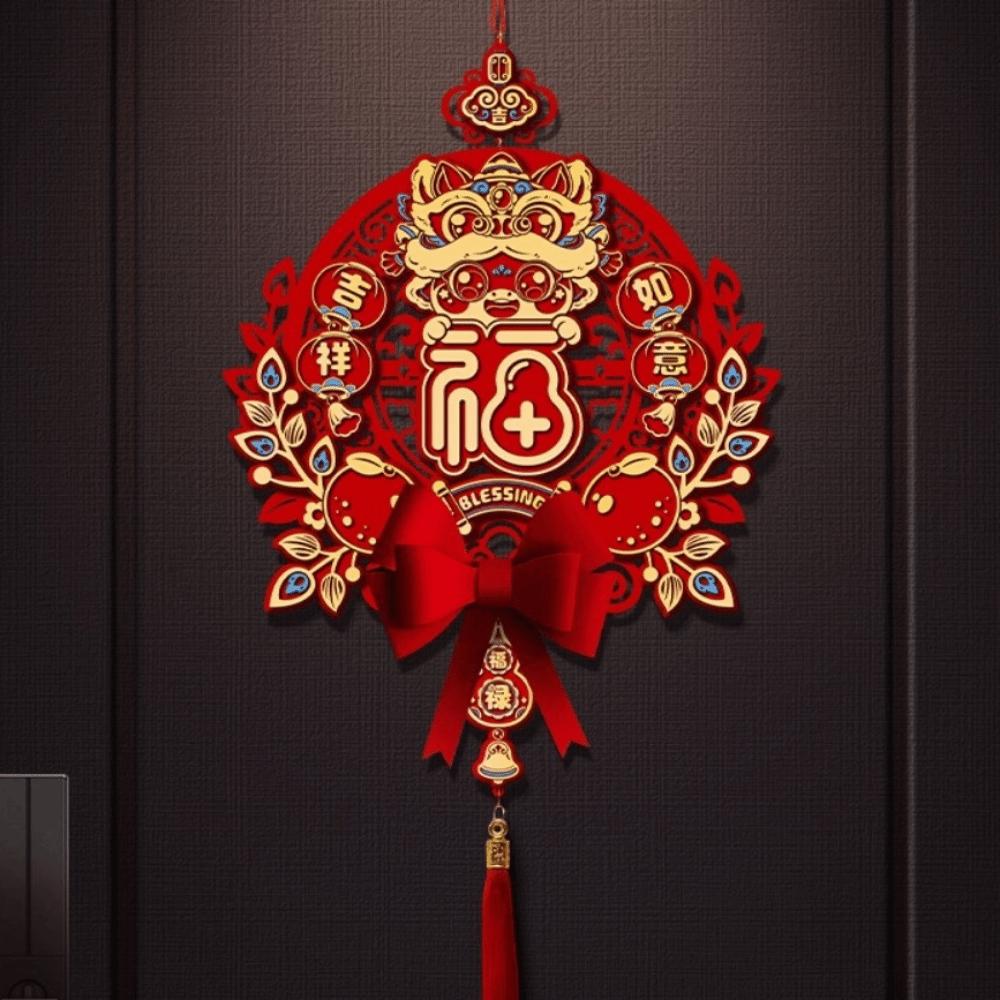 2026 год Лошади Подвесные кулоны Китайский Праздник Весны Красный Удача Благословение Наклейка на дверь Иероглиф Фу Наклейка на дверь