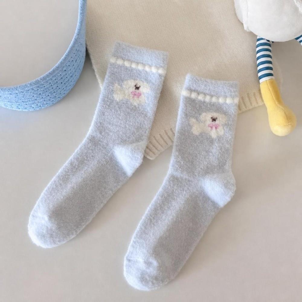 Weiche Acryl-Plüschsocken Wadenhoch Cartoon-Socken Niedliche Flauschsocken Für Damen