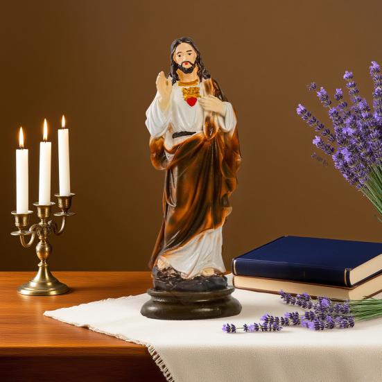 St Joseph Figurine Resin Catholic Religious Figure Sculpture Collectible Saint Joseph Statue for Christmas Festival Decor Desk Mantel Display