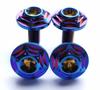 Kuroobaa Titanium Motorcycle License Plate Bolts M6x15mm Snowflake Design, Set of 2 (Blue)