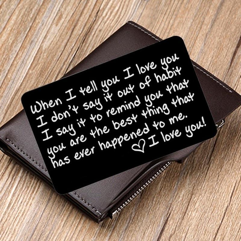 Tarjeta de billetera grabada I Love You - Inserción de billetera - Regalo de novio Regalo de aniversario de regalo de marido