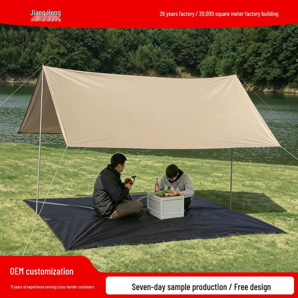 Portable Multi-Person Gazebo with Wind, Rain, and Sun Protection Canopy and Ground Mat