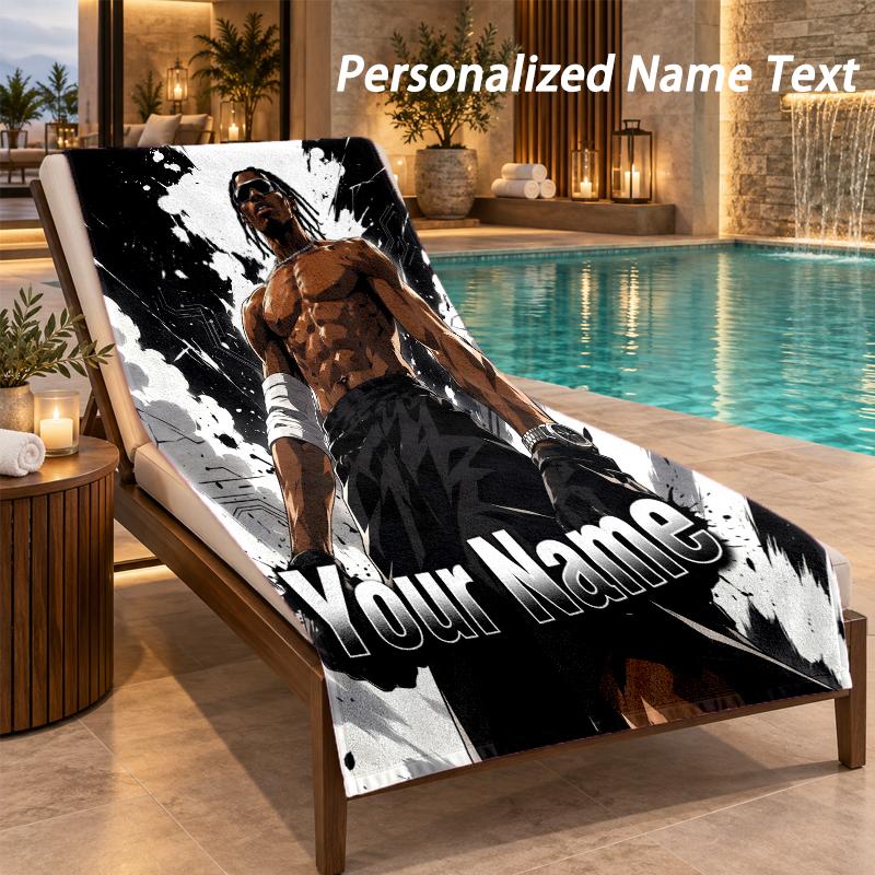 Travis Scott Custom Name Beach Towel Large Soft Towel for Indoor Bathroom Outdoor Beach