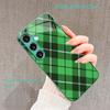 Checkered pattern PhoneCase Glass PhoneCase for Samsung Galaxy S26 S25 S24 S23 S22 FE Ultra Plus Built-in glass green Exquisite
