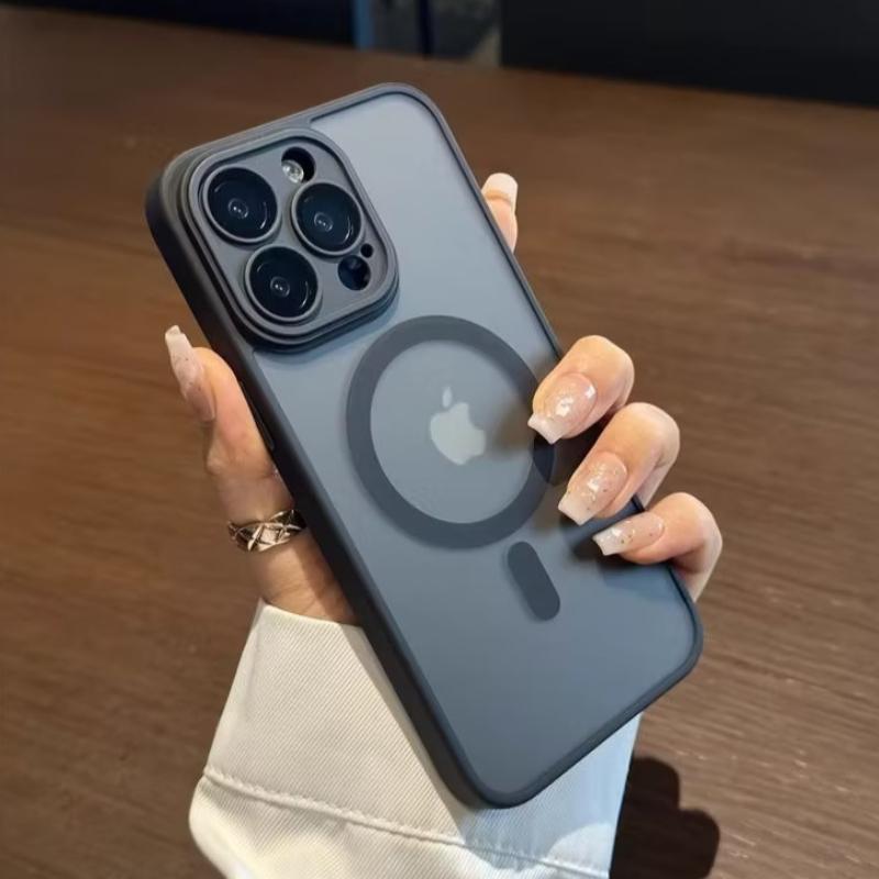 Luxury Matte Armor For Magsafe Magnetic Wireless Charging Case For 11 12 13 14 15 16 17 Air Pro Max Plus Shockproof Cover