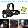 LED Induction Headlamp Super Bright Headlamp 3 Light Modes LED Head Flashlight USB Rechargeable Waterproof for Outdoor Emergency