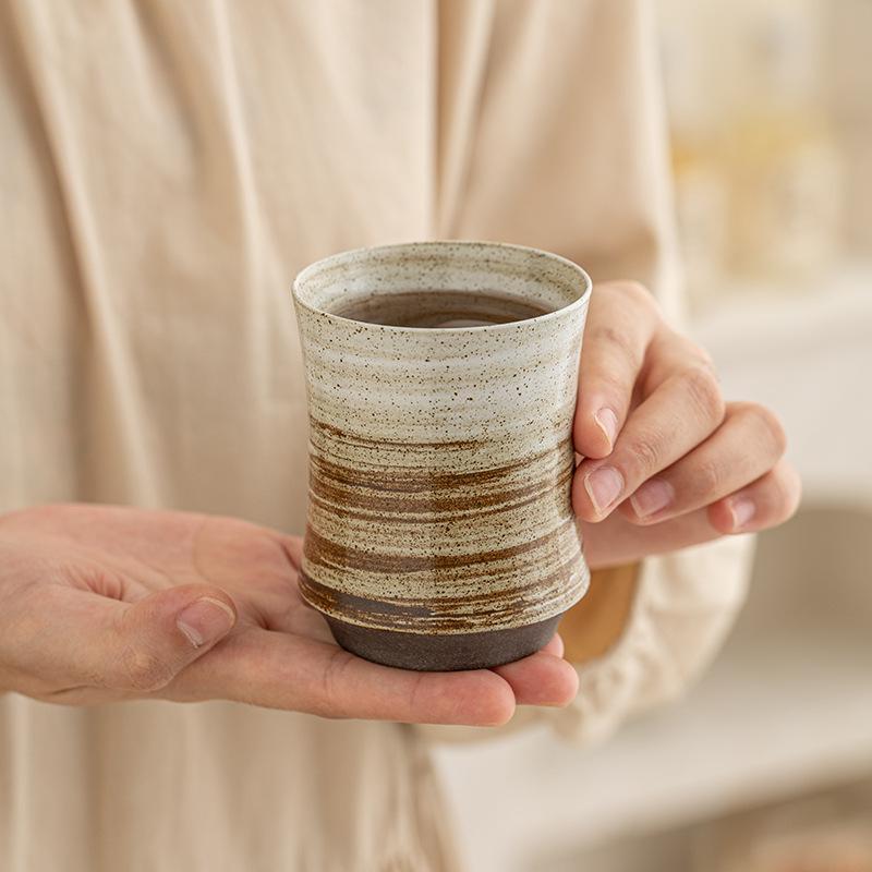Japanese-style coarse pottery coffee cup latte cup latte cup ceramic water cup coffee hand cup pig mouth cup tasting cup