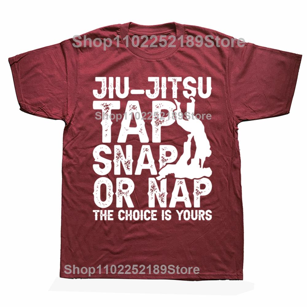 Lustiges Jiu Jitsu Tap Snap Or Nap Jiu Jitsu Kampfsport T-Shirts Herren Mode Freizeit T-Shirt 100% Baumwolle Locker Übergroßes T-Shirt