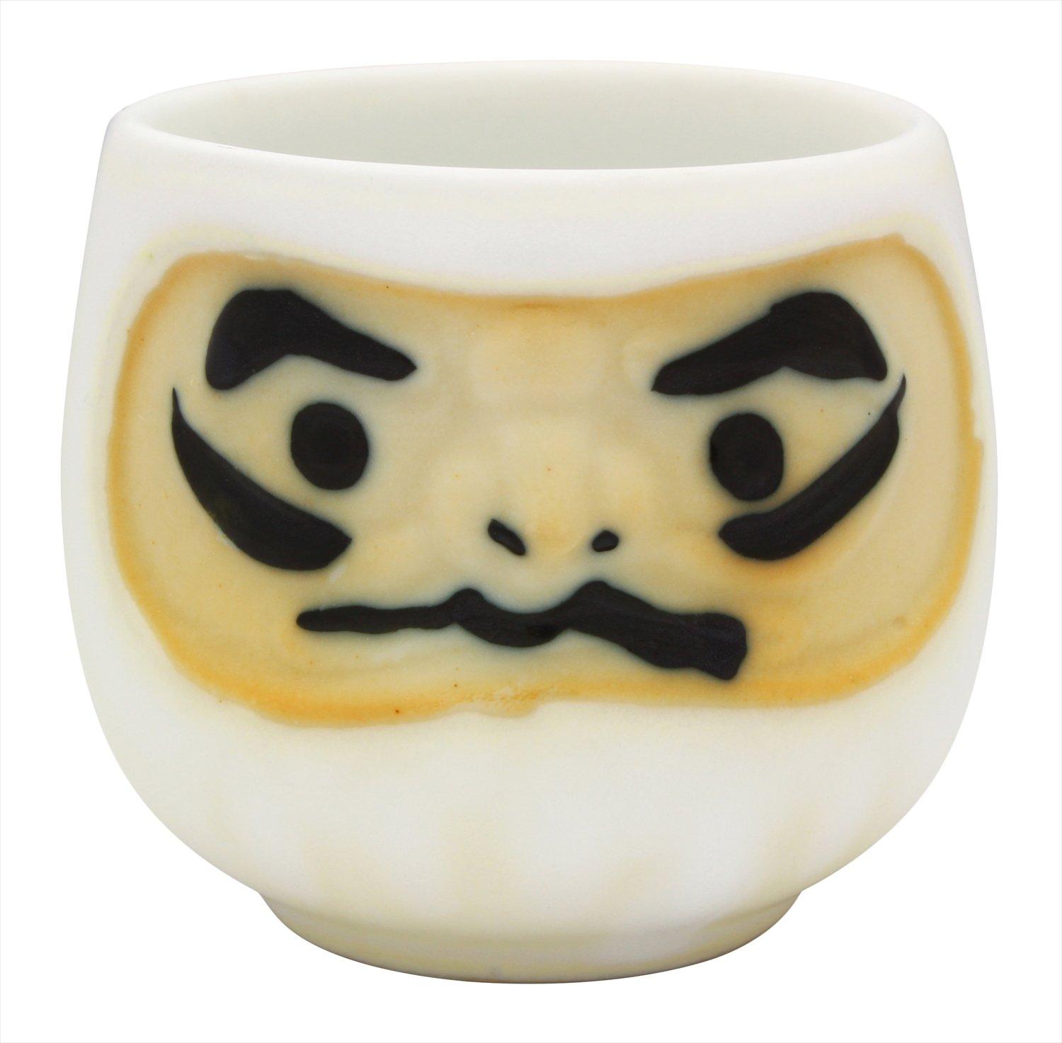 Casual Life Sake Mino Feng Shui Daruma K12258 Cup/Guinomi, White, 60ml, Ware, Design,