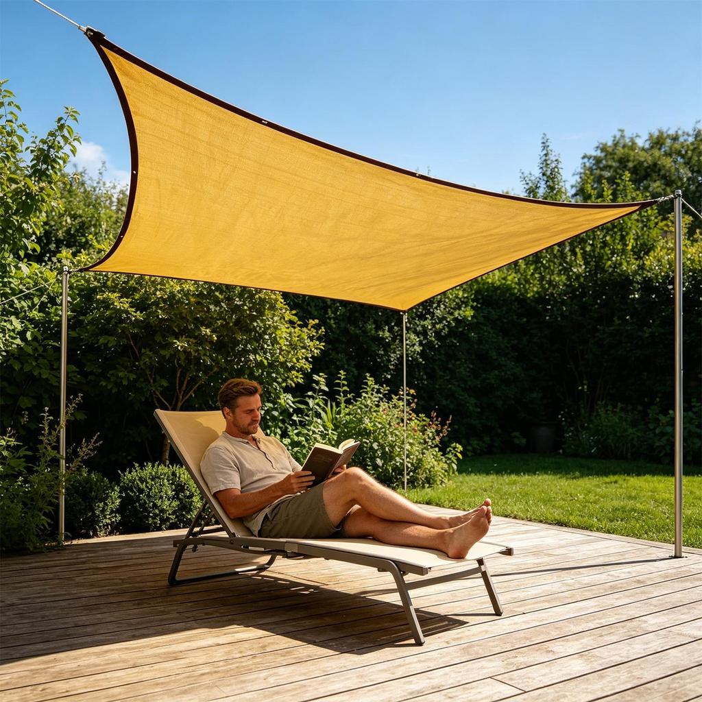 3/4/5/6 Meter Wide Beige Sunshade Awning UV Blocker Sun Shade Sail Netting Sun Shade Sail Heavy Duty Heat Insulation Mesh Tarp