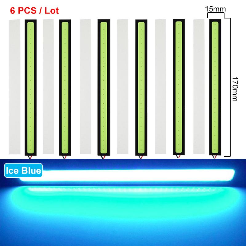 6 PCS Super Bright 17CM LED COB Fog Bulbs Car DRL LED Strip Daytime Running Lights bar 12V 6500K Auto Interior Styling Lamp