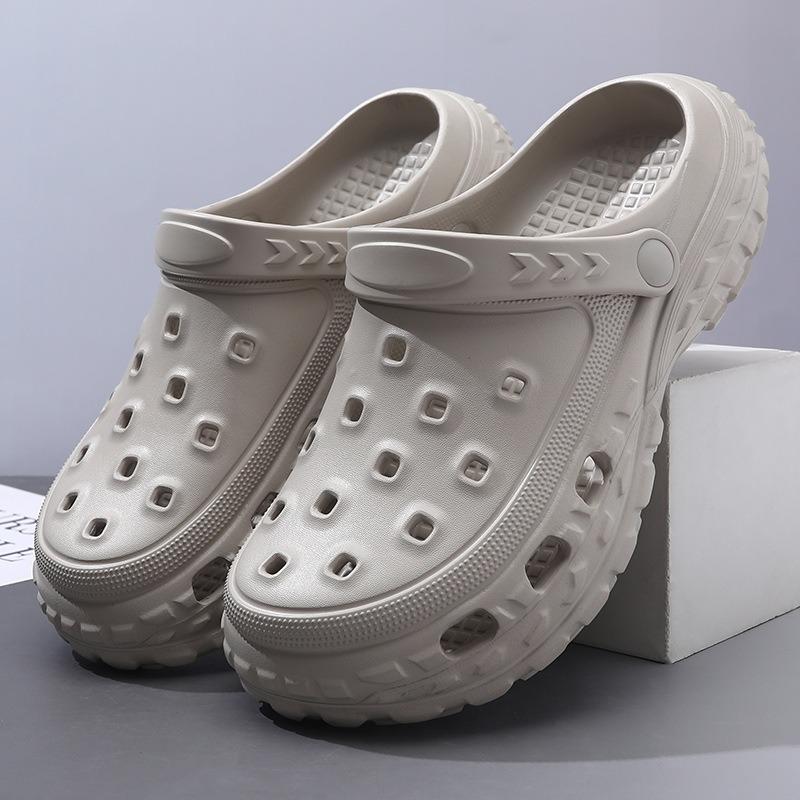 Hole shoes thick-soled men's summer wear non-slip bag head drag tire sole height increase breathable couple non-smelly feet beach shoes