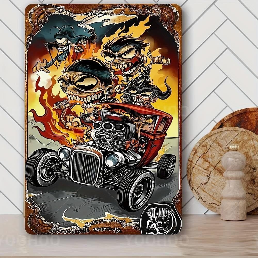 Vintage Metal Car Sign Decor Gift For Auto Lovers Garage Wall Art