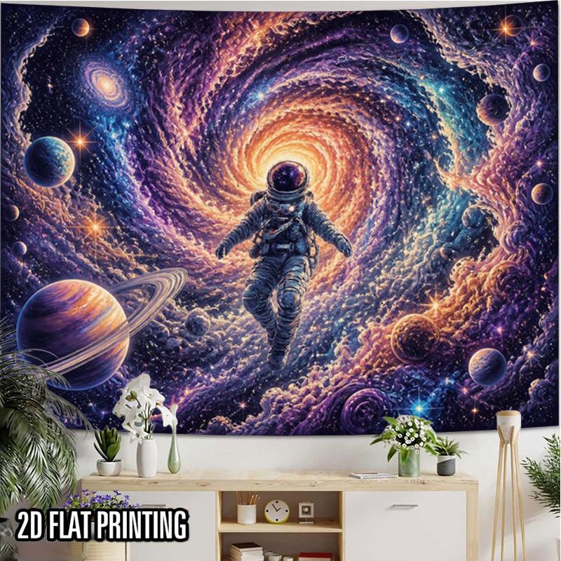 2D Flat - 2D Flat - 2D Flat 1pc Tapestry Astronaut Drifting Through Cosmic Nebula Tapestry Multi-Size Polyester Background Resistant And Wear-Resistan