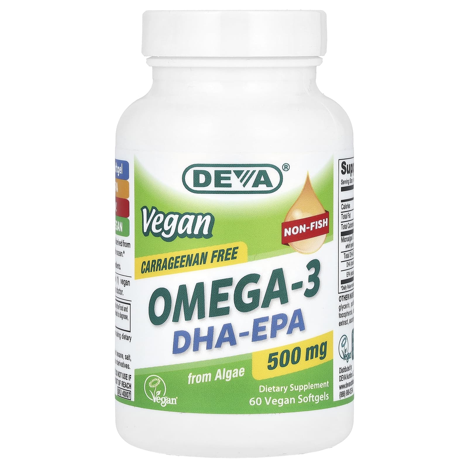 

Vegan Omega 3, Dha-Eicosapentaenoic Acid, 500Mg, 60 Veggie Softgels