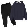 Kids Fleece Lined Hooded Sweatshirt Set Soft Cotton Winter Outfit Boys Girls Casual Long Sleeve Pullover