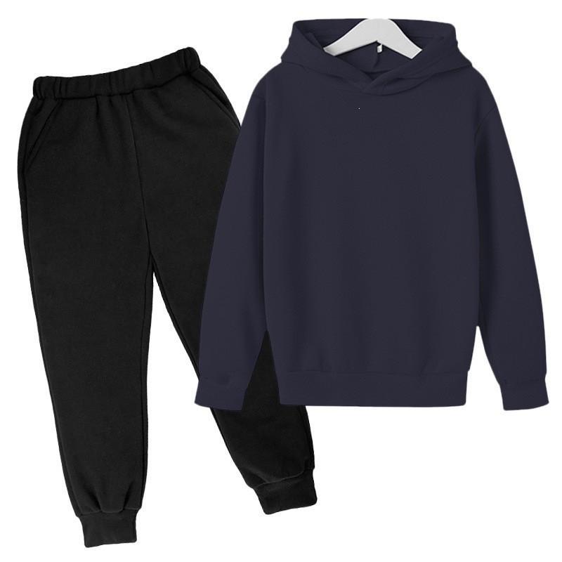 Kids Fleece Lined Hooded Sweatshirt Set Soft Cotton Winter Outfit Boys Girls Casual Long Sleeve Pullover