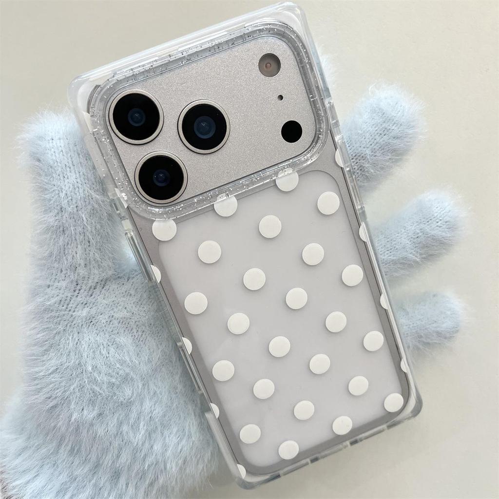 Transparent Polka Dot iPhone 15 Case with Drop Protection for Apple 17/16 ProMax