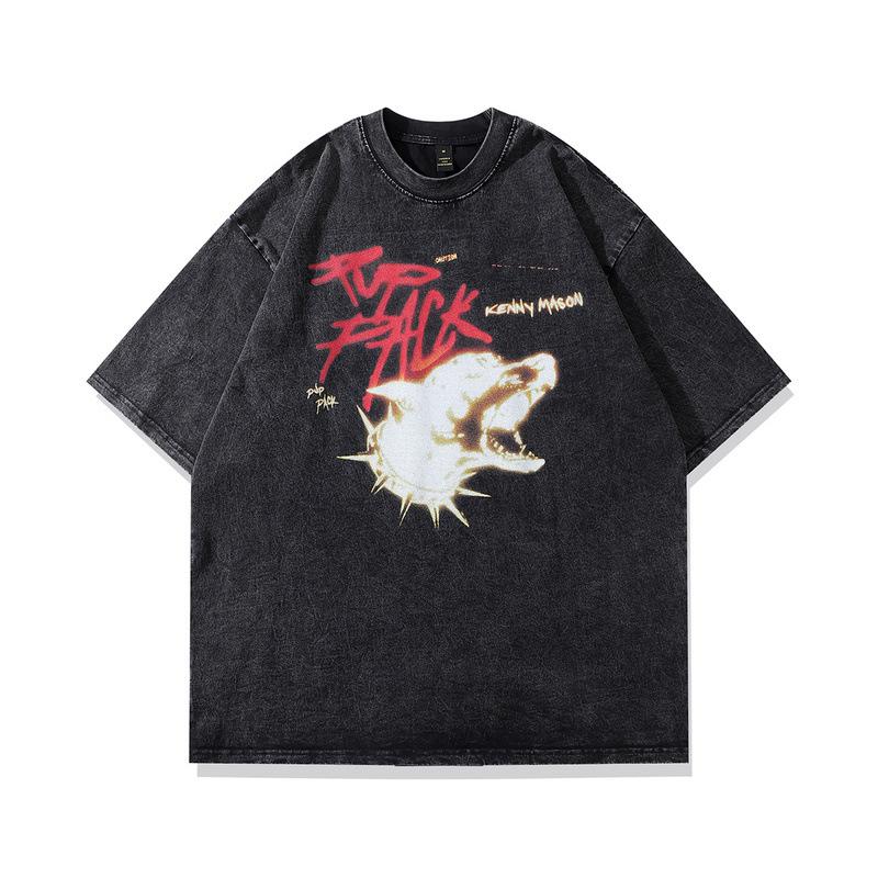 European And American Street Punk Animation Printed Short-Sleeved T-Shirt Men'S And Women'S Vintage Hip-Hop Half-Sleeved T-Shirt Tide