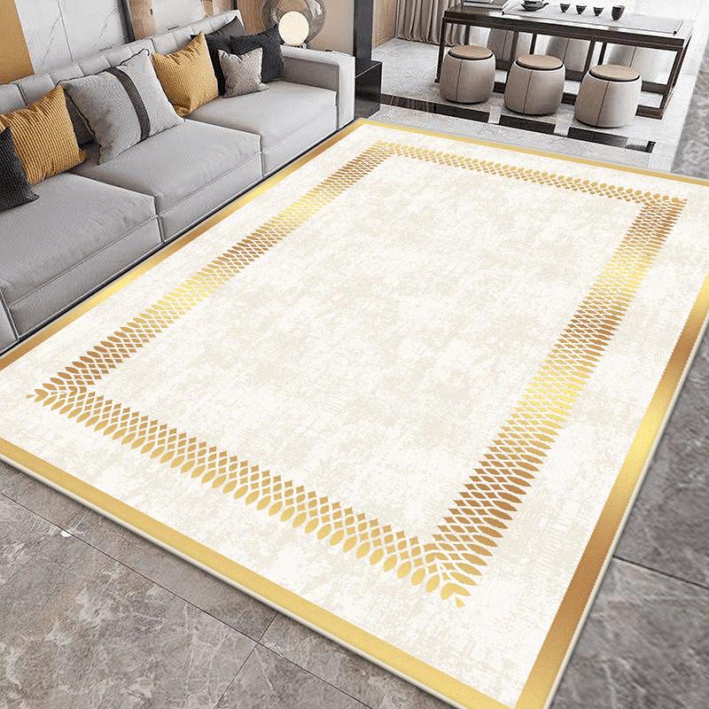 Big Size Non-slip Home Decoration Luxury Carpet for Living Room Golden Border Washable Gaming Room Decor Rug Soft Sofa Table Mat