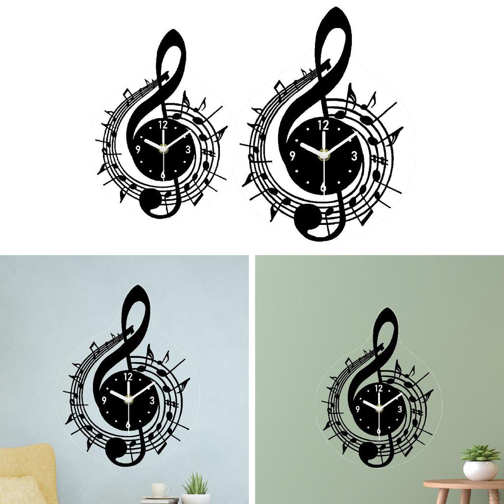 Music Note Wall Clock Decor Stylish Unique Ornament Decorative for Kitchen Farmhouse Living