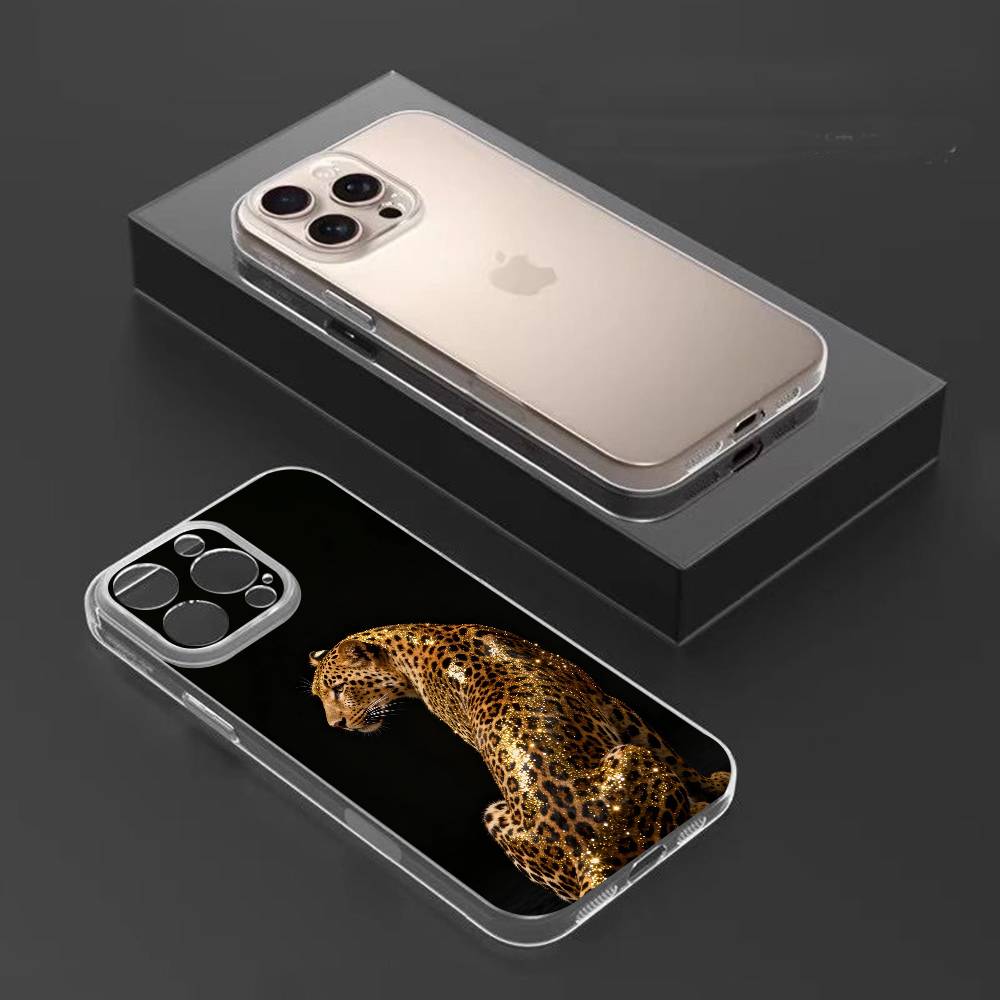 Fashion Leopard Print Phone Case For iPhone17,16,15,14,13,12,11 Plus,Pro Max Soft Transparent Cover iPhone14ProMax