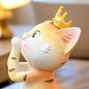 Cat Figurine Small Resin Cat Statue with Crown Cartoon Desktop Ornament