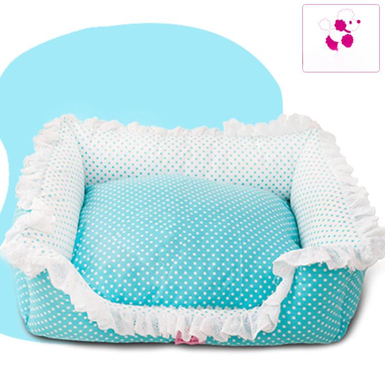 Frisches, gepunktetes quadratisches Nest, Haustiernest, komplett abnehmbar und waschbar, luxuriöses Haustiersofa, abnehmbar und waschbar S 48*41*16cm white