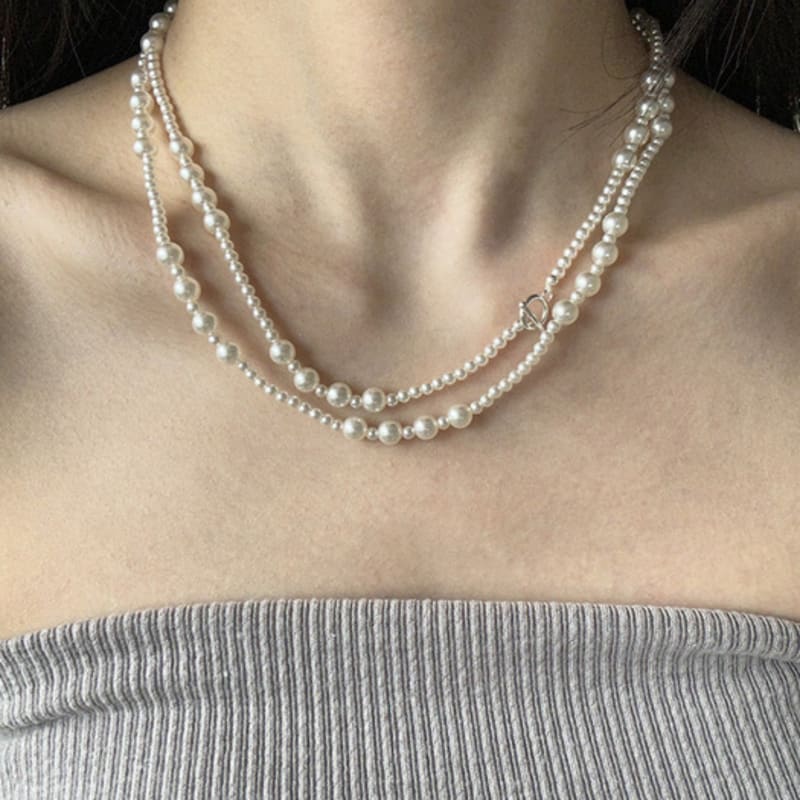 Mosxe [925silver] Bubble Pearl Necklace