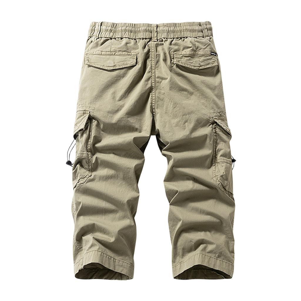 Men's Versatile Casual Functional Workwear Cropped Trousers Loose Straight Multi-pocket Pants