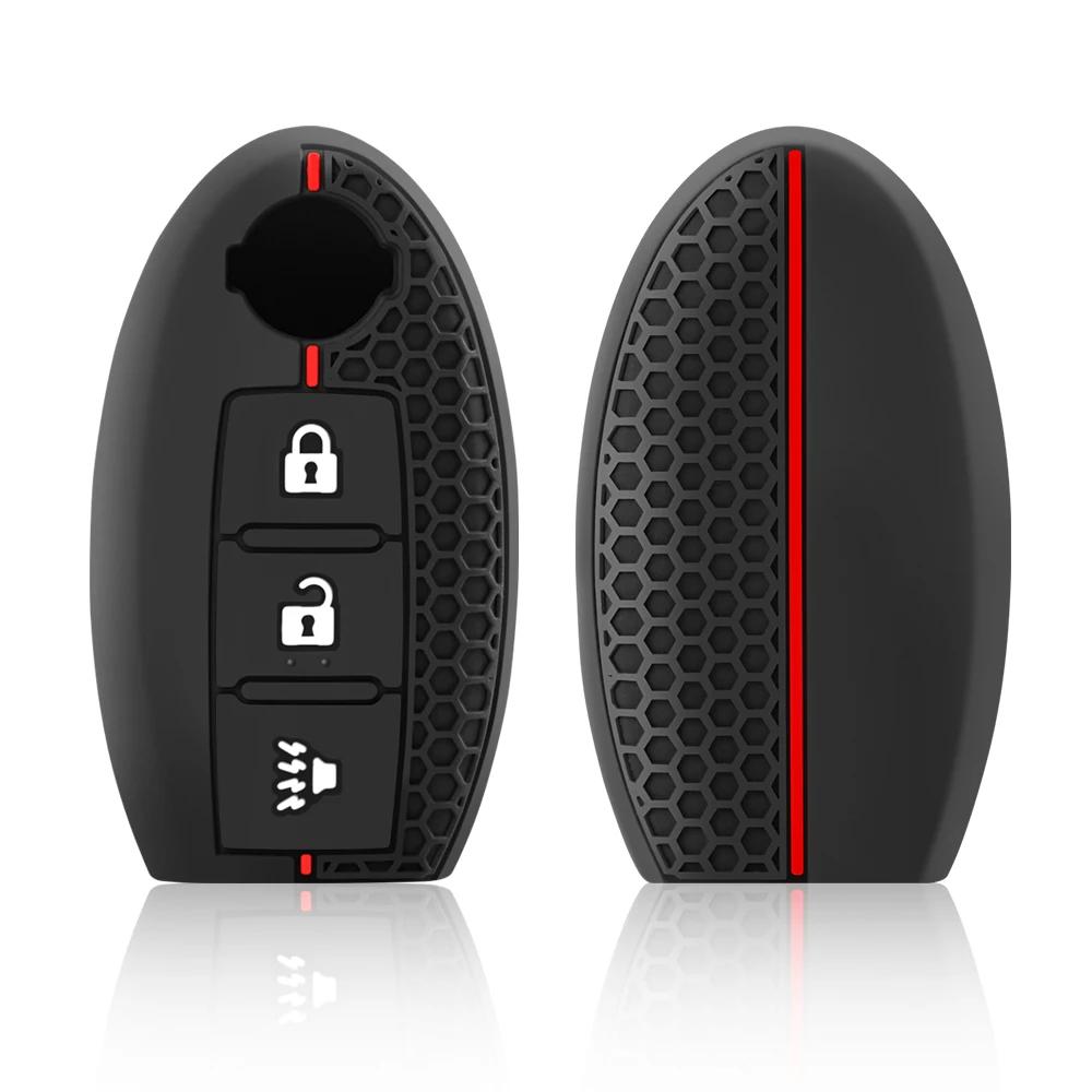 

Силиконовый чехол для автомобильного ключа для Nissan Tiida Qashqai J11 J10 Micra Kicks Altima X-Trail Fuga Navara Leaf Note Sentra Murano чёрный