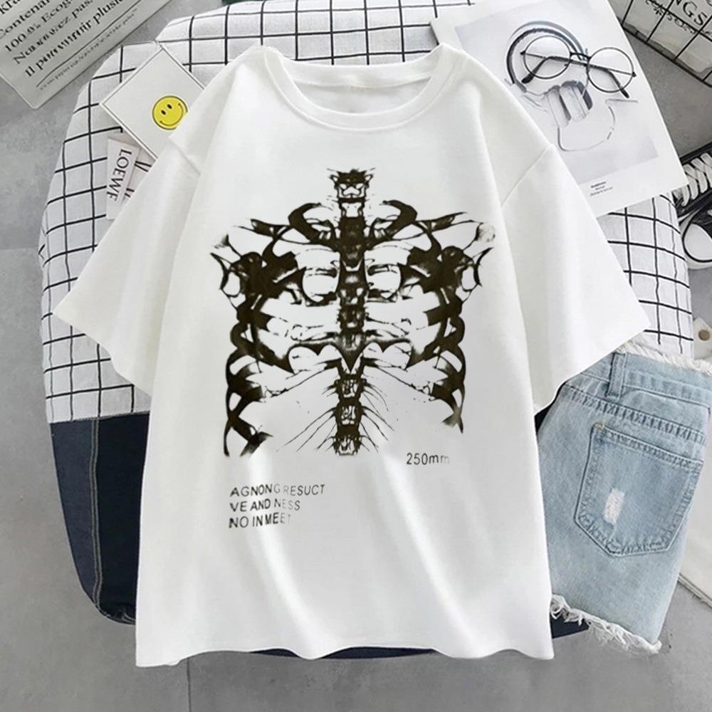 2026 New Design LooseFitting Couple Printed TShirt with Floral Pattern Harajuku Gothic Style Y2K Summer M