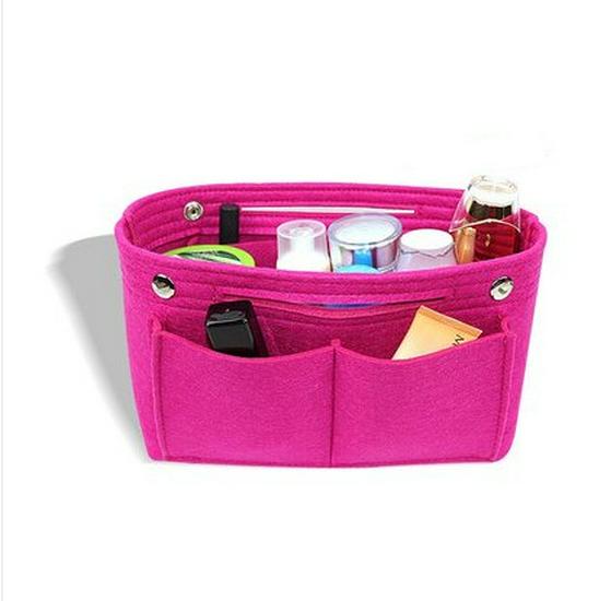 Multifunctional Women's Travel Felt Cosmetic Bag with Snap Closure, Large Capacity for Storage