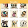 Adorable Pet Dog Pillow Cover In Linen Blend For Cozy Sofa And Office Decor
