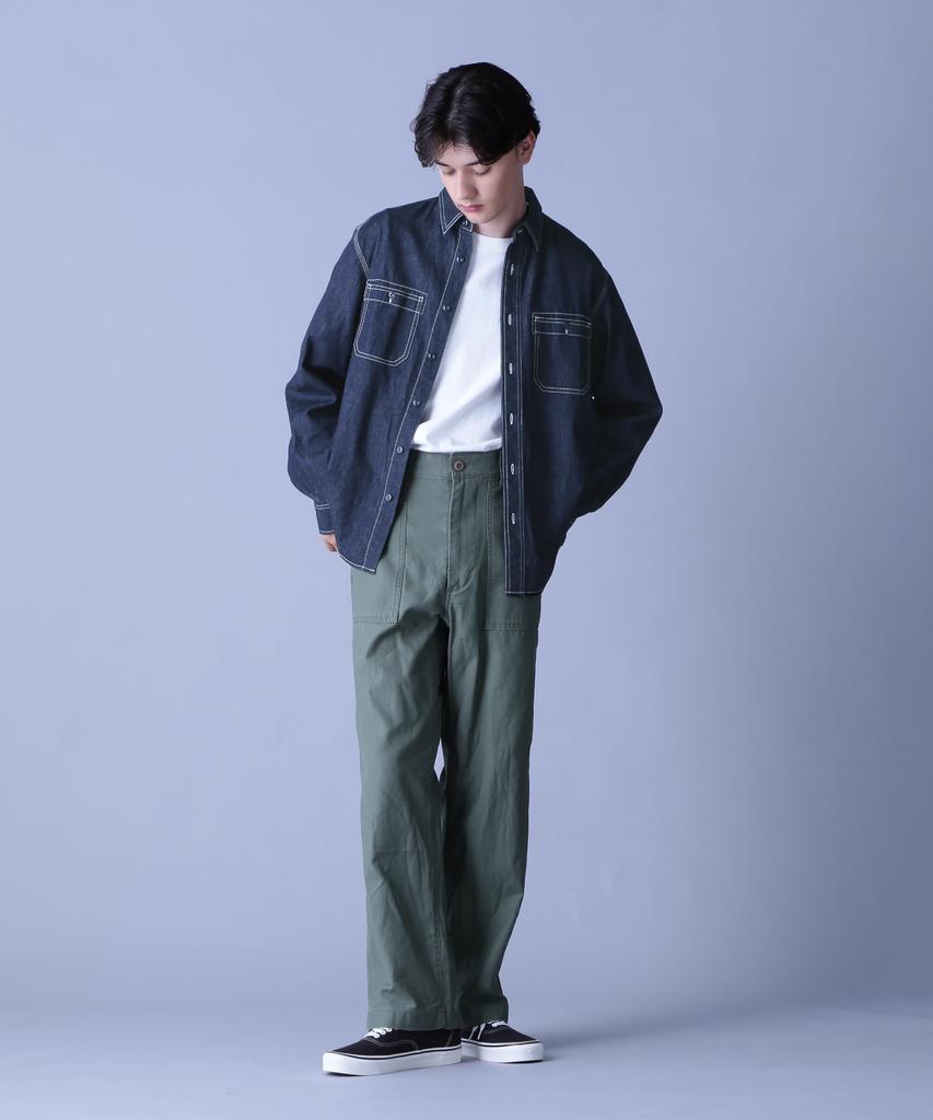 AVIREX BASIC LIGHT DENIM L/S SHIRT M 367 Indigo