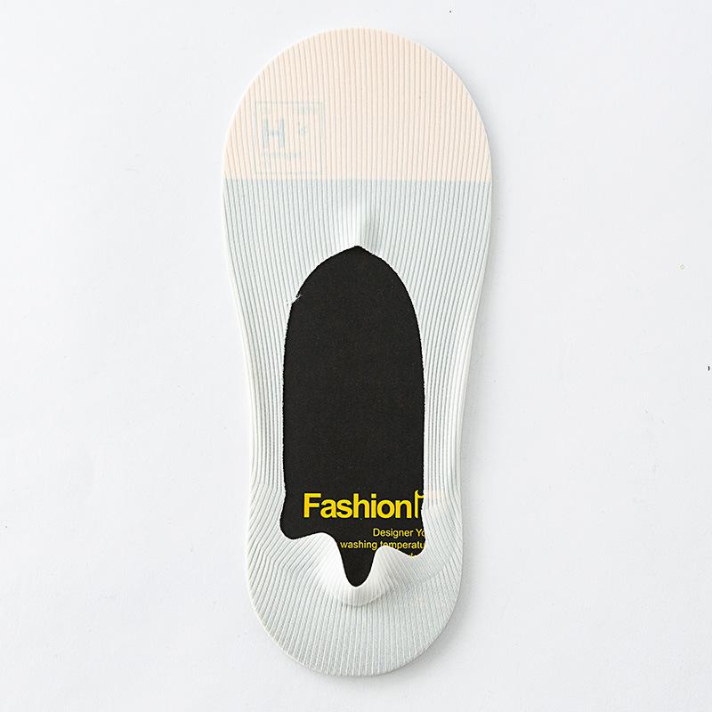 Men Vertical Stripe Ice Silk No Show Socks, Arbitrary Cut Non Slip Silicone Invisible Low Cut Cotton Sole Breathable Liner Socks