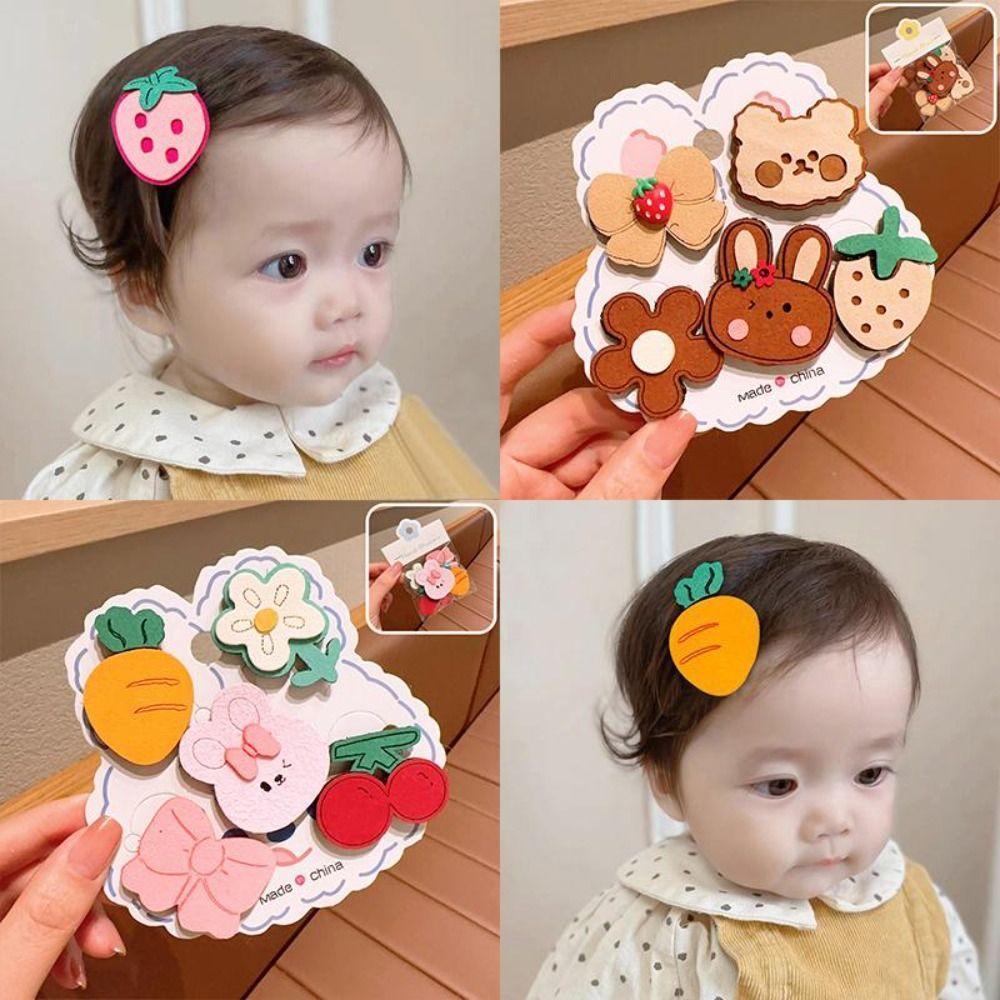 5Pcs/Set Cute Cartoon Hair Clip Not Hurt Hair Reusable Headwear Bangs Clips Gifts