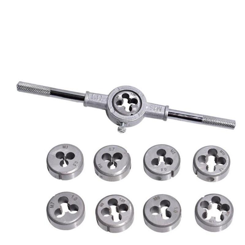 Jeu de Tarauds et Filières Multifonction 12/20 Pièces M3-M12 Métrique Bouchons de Filetage Vis à Main Tarauds Droits Coniques Outils de Taraudage et de Filetage