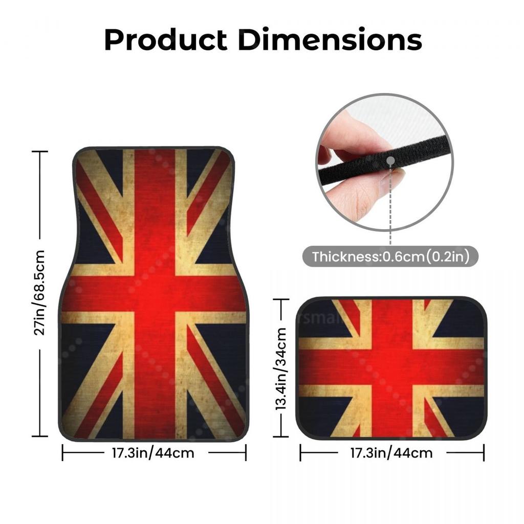 BFZ1 Custom Made Car Floor Mats Front & Rear Set Union Jack for Mini Cooper 2007-2023 R55 R56 R57 R60 R61 F54 F55 F56 F57 F60 Clu