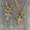 1PC Retro Boho Cross Pendant Necklace Chunky Statement Pendant Necklace for Women Unique Silvery Golden Chain Necklace Religious Christian Cross