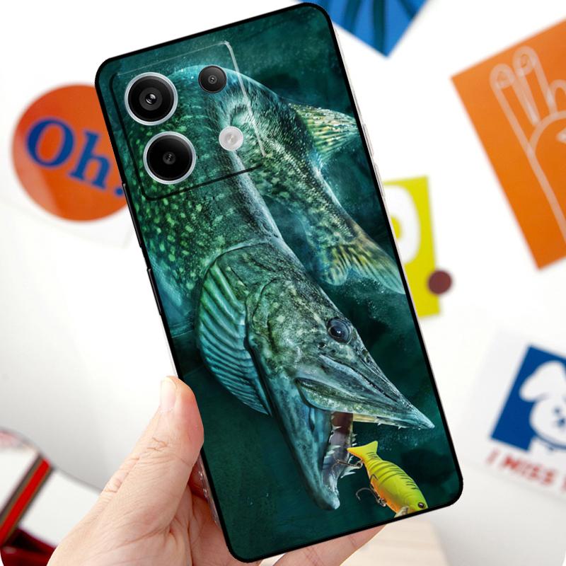 Pike Fish Fishing Bait Funda For Xiaomi Redmi Note 13 10 11 12 14 Pro 11S 12S Case For Redmi 15 12C 13C 14C 10C 15C