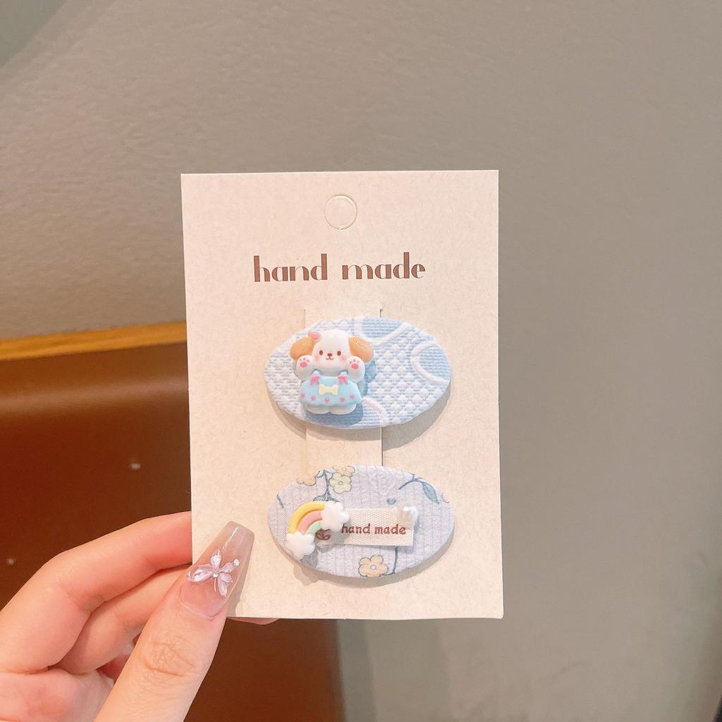 Children'S Flower Fabric Plaid Hairpin Little Girl Cartoon Fruit Broken Hair Bb Clip Side Bangs Clip Hairpin
