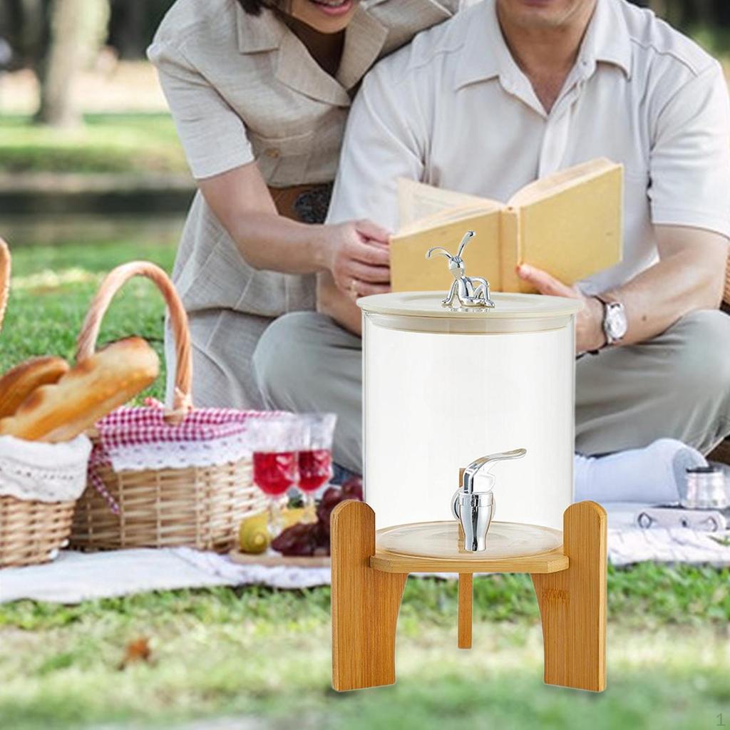 Glass Drink Dispenser with Spigot, 3.5L Cold Beverage Stand for Restaurants,