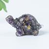 Resin Turtle Aquarium Decor With Natural Crystal Chips For Home Office And Gift