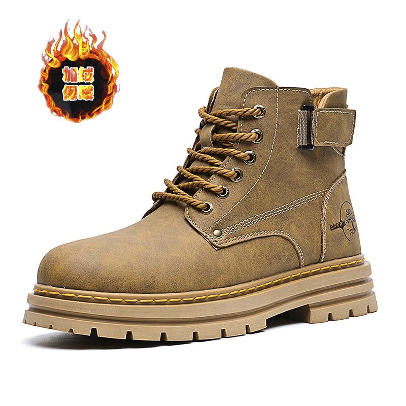 

Мужские однотонные ботинки с высоким верхом Классические нескользящие удобные ботинки на шнуровке для мужской моды Кожаная обувь Высококачественные ботинки ручной работы 46