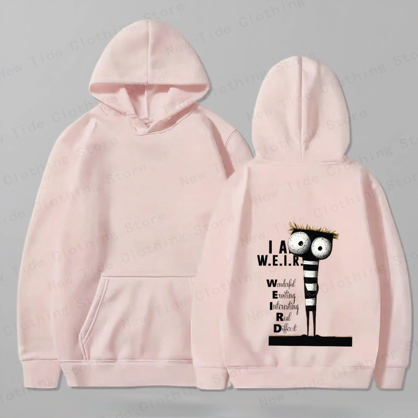 

Men s Cotton Hoodie For Autumn Winter With WEIRD Acronym & Quirky Cartoon Character, Perfect For Trendy Cold - Weather Style 3XL