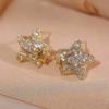 Creative design inlaid full diamonds star earings stud  light luxury and high-end earrings for women suitable for daily