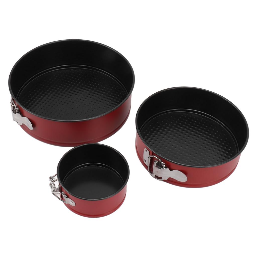 3Pcs Cake Pan Set Food Grade Thick Carbon Steel Prevent Sticking Round Honeycomb Springform Baking
