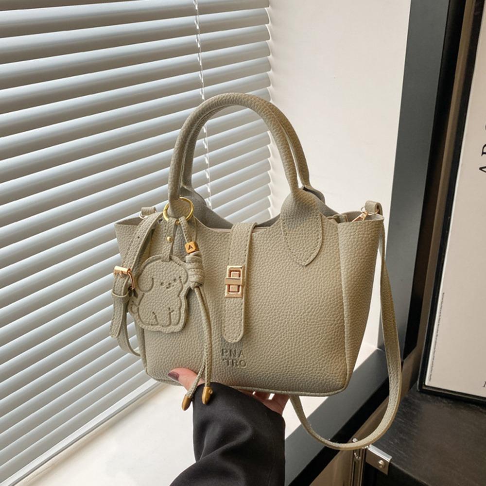 Chic Slant Cross Bucket Bag Cute Women's Tote Bag Korean PU Leather Shoulder Bag  Female